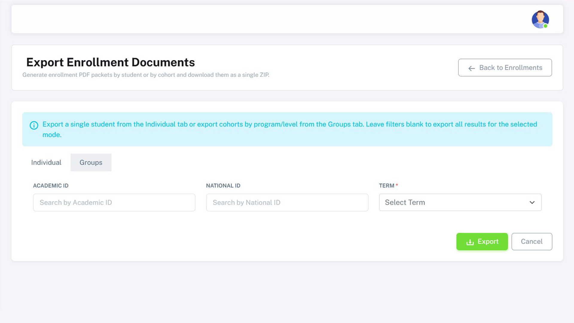 Student Management Platform — dashboard overview