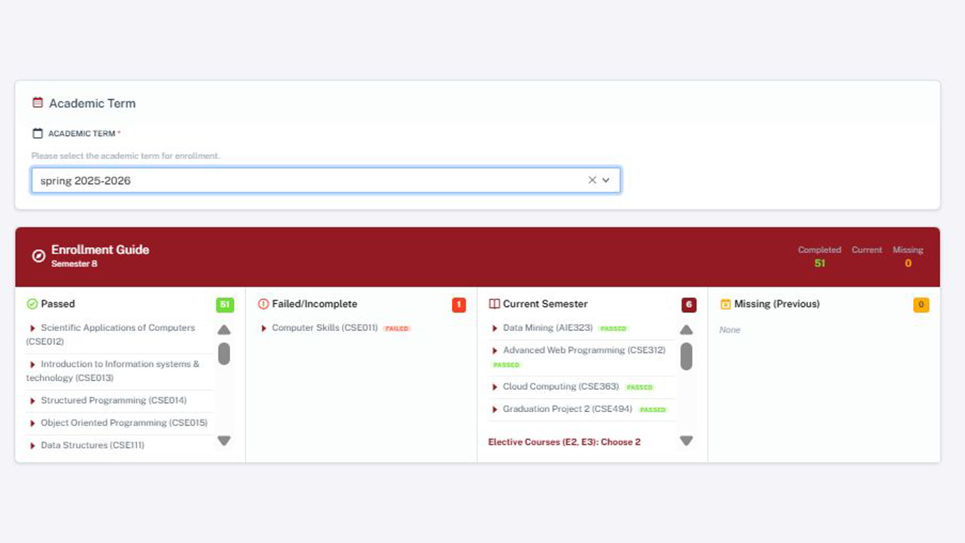 Student Management Platform — student records view